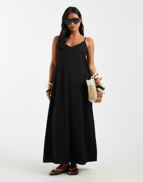 ONLY Petite - Vestito lungo con spalline sottili nero - view 1