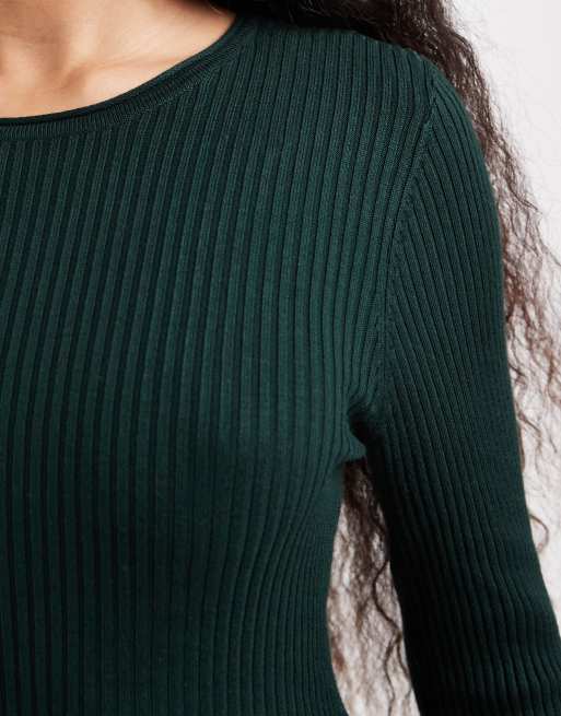 ONLY Petite - Vestito skater corto in maglia verde scuro, 4 di 4