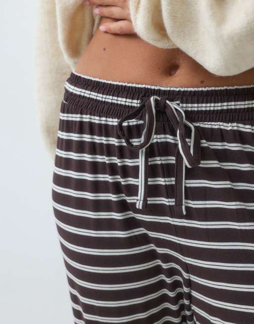 ONLY Petite vida byxor med bruna ränder, 3 av 5