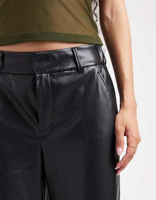 Wide Leg Faux Leather Mom Jeans Faux Leather High Waisted Wide Leg