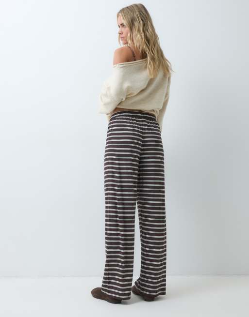 ONLY Petite Wide-Leg-Hose mit braunen Streifen, 5 von 5