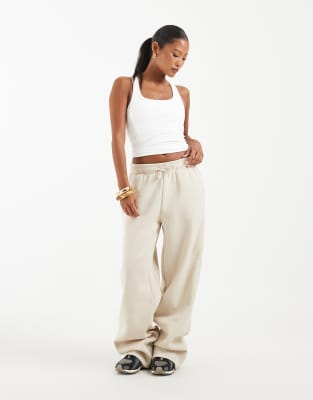 Only Petite Wide Leg Joggers In Neutral