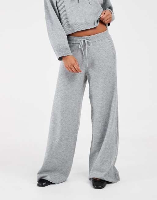 ONLY Petite wide leg knitted trousers co-ord in mid grey, 2 of 5