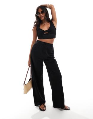 wide leg pants in black - part of a set