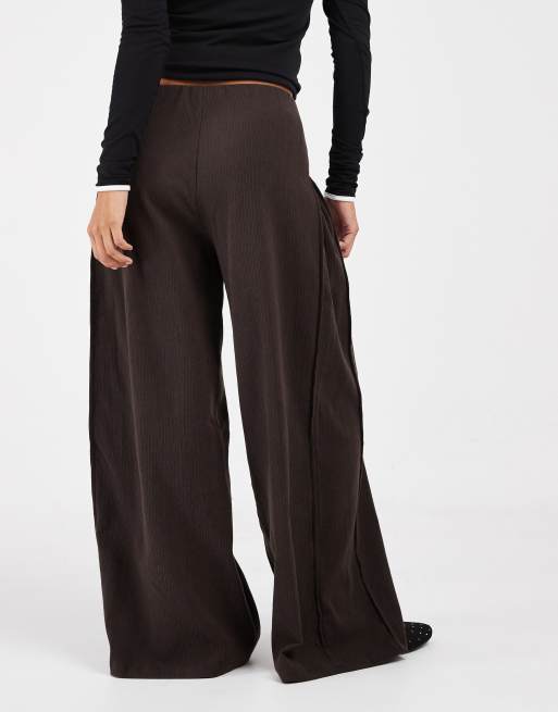 ONLY Petite wide leg pants in chocolate brown, 5 of 5