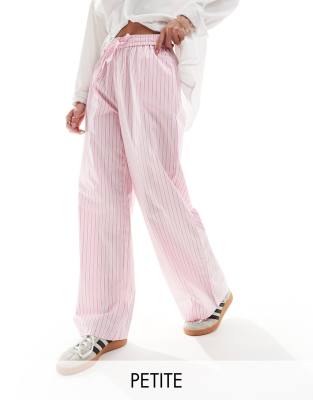 wide leg pants in pink and red stripe-Multi