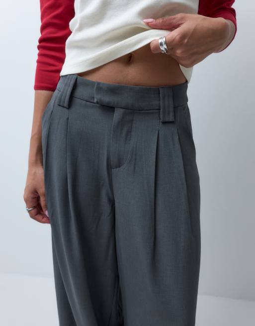 ONLY Petite wide leg tailored pants in dark gray, 2 of 5
