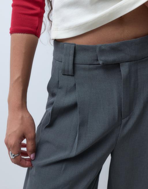 ONLY Petite wide leg tailored pants in dark gray, 5 of 5
