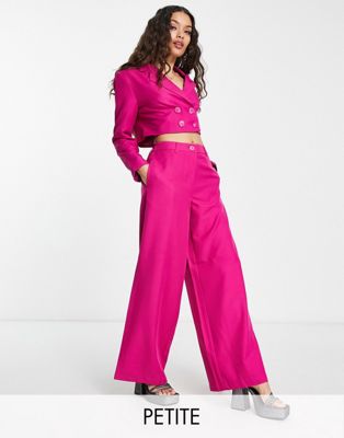 Only Petite wide leg tailored trouser co-ord in pink