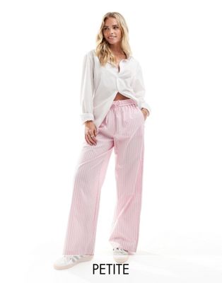 ONLY Petite wide leg trouser in pink and red stripe