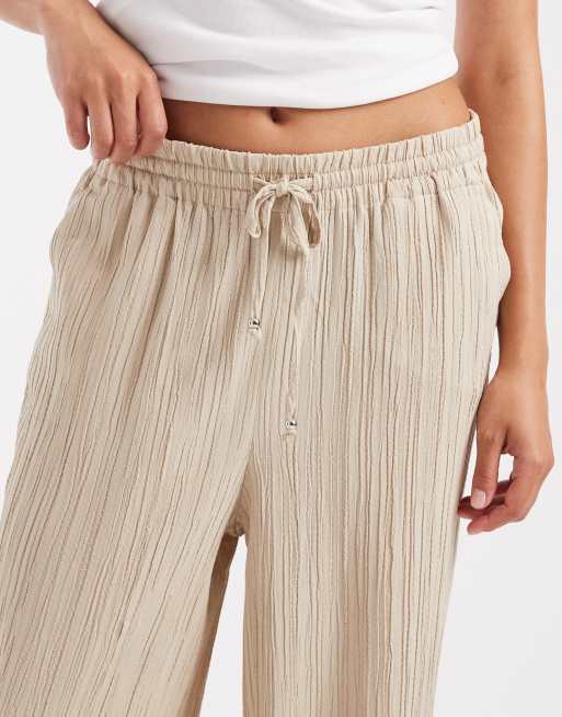 ONLY Petite wijde broek met kreuktextuur in stone, 5 van 5