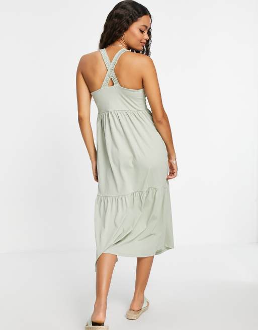 Only Petite – Zielona sukienka maxi z ozdobną koronką, 2 z 4