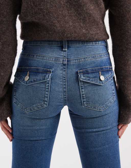 ONLY Phoebe low waist flare jeans in mid blue, 4 of 5