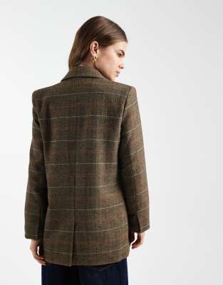 Only Plaid Blazer Coat In Multi