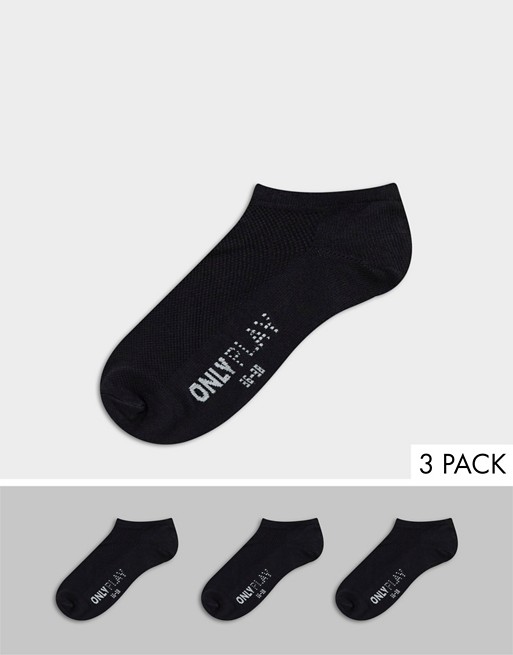 Only Play 3 pack training socks in black