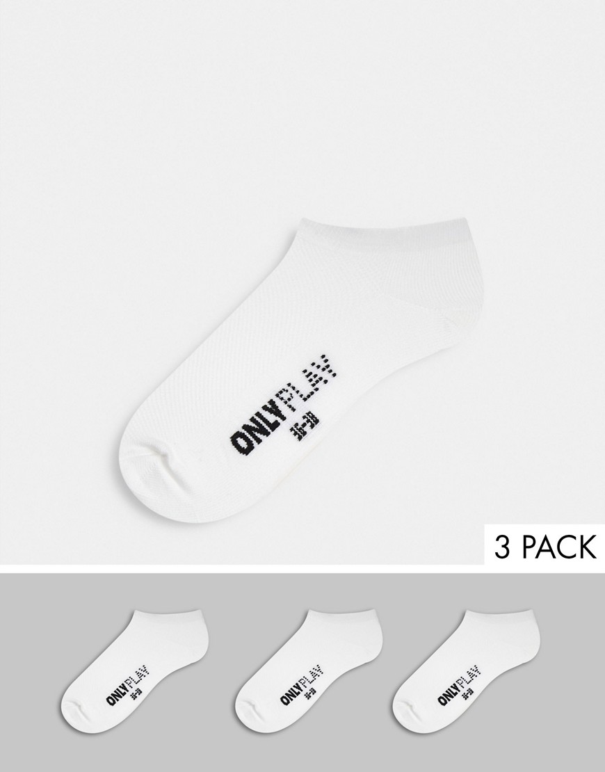 Only Play 3 pack training socks in white