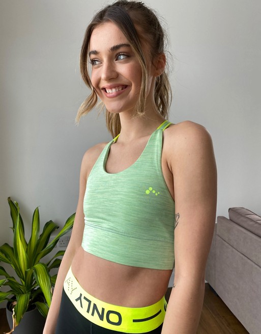 Only Play Aream Croche training bra in green ash