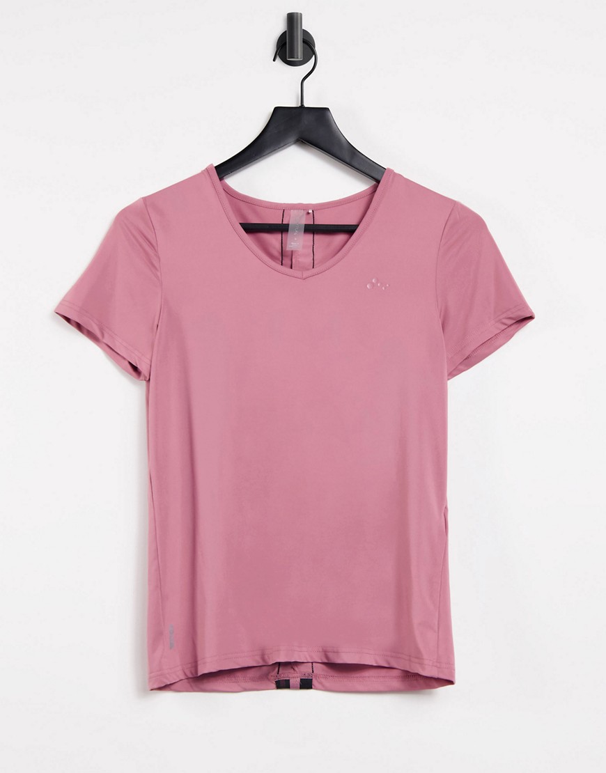 Only Play Bako v-neck short sleeve training tee in mesa rose-Pink