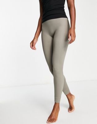 Only Play breathable recycled circlar knit yoga leggings in stone