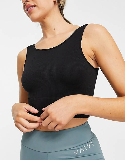 Women Only Play breathable recycled knit yoga top in black 