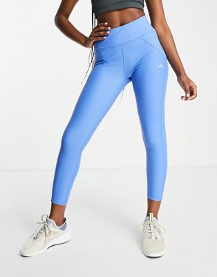 Only Play co-ord cropped legging with thick waistband and seam detail in blue
