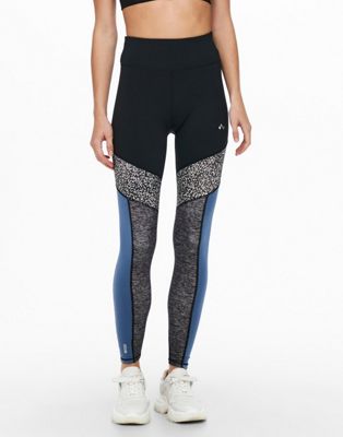 Only Play co-ord leggings with printed panels in black
