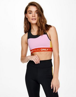 ASOS 4505 medium support sports bra with removable padding in black