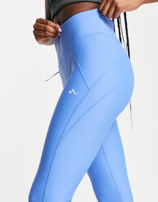 Only Play - Cropped legging met brede tailleband en naaddetail in blauw, deel van co-ord set, 3 van 4