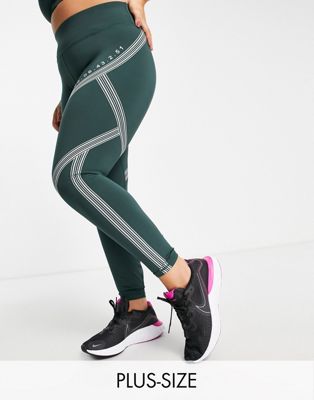 Only Play Curve leggings with taping detail in forest green