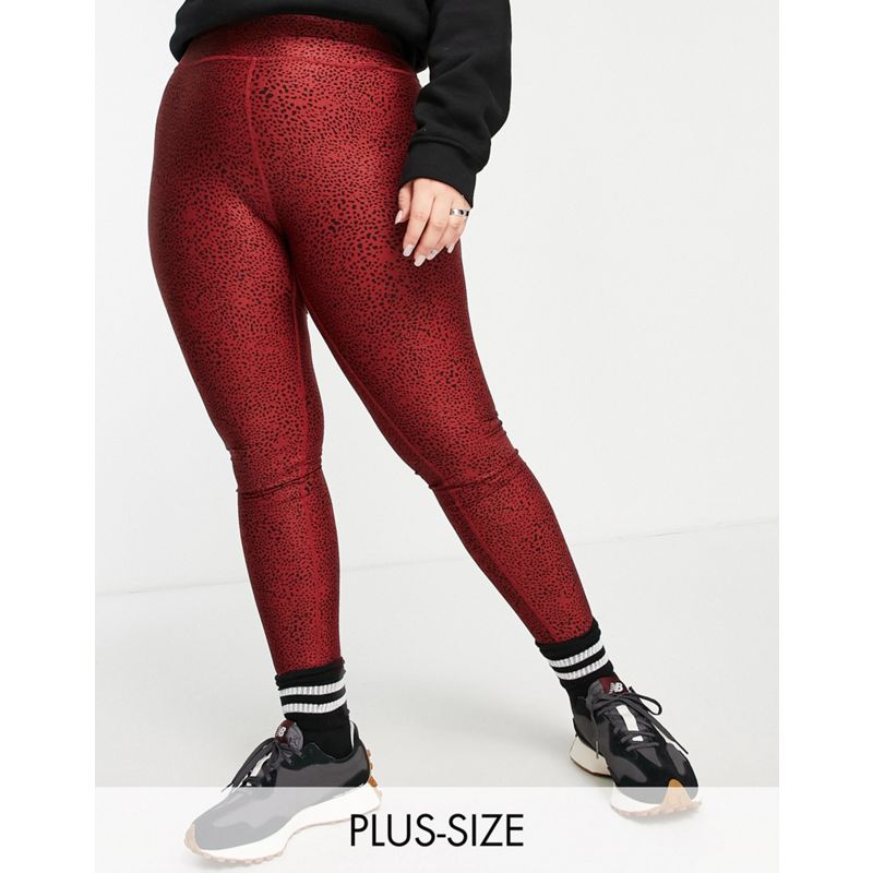 Only Play Curve – Performance – Leggings mit Netzdetails in Rot gemustert