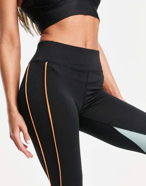 Only Play Dando high waist leggings in black with contrast panels, 3 of 4