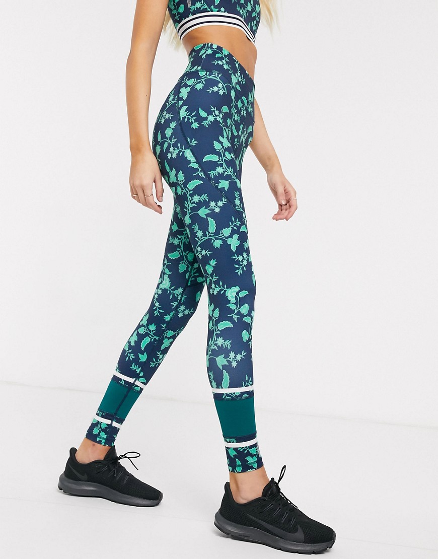 Only Play high waisted printed training leggings-Blue