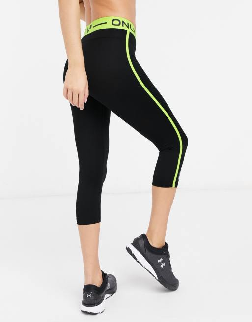 Only Play Jacei Driekwart sportlegging met geel ASOS