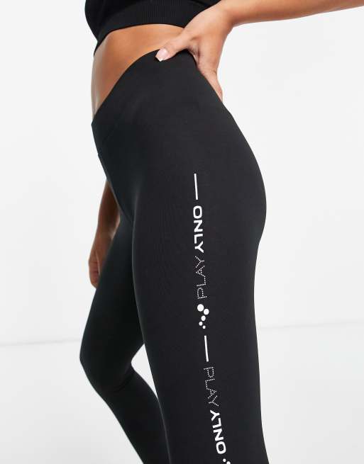 Only Play - Justyna life - Leggings en jersey à logo blanc - Noir, 4 de 4