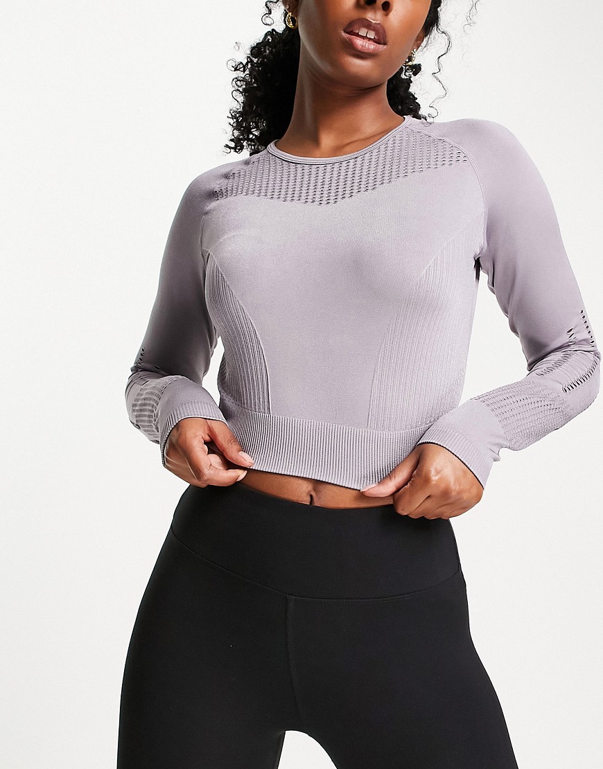 Only Play long sleeve cropped training top in slate grey