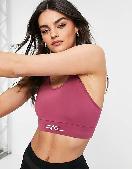 Only Play mesh detail racer back sports bra in violet