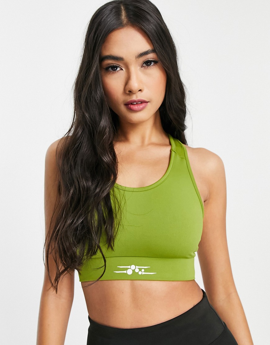 Only Play new sugar red mesh sports bra in going green