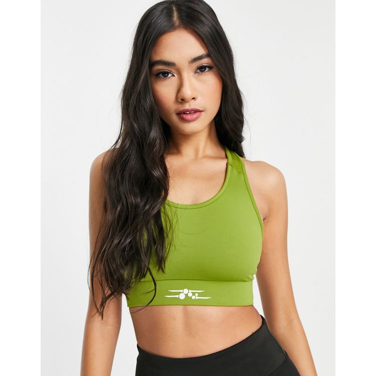Only Play new sugar red mesh sports bra in going green