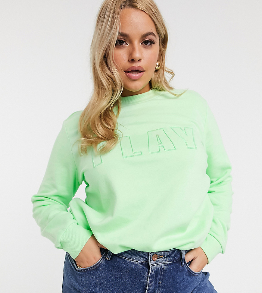 Only Play Plus brushed long sleeve sweat shirt-Green