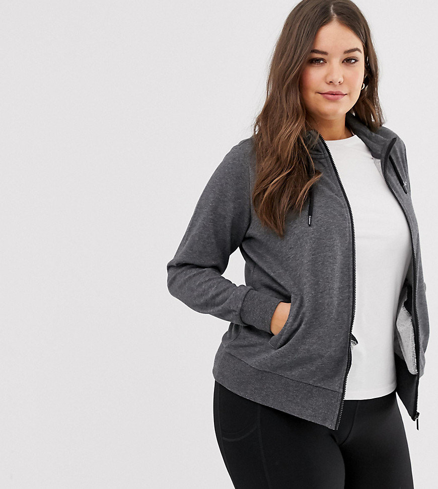 Only Play Plus high neck sweat jacket-Grey