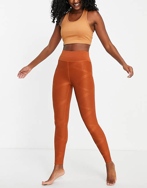 Only Play textured performance leggings co-ord in rust