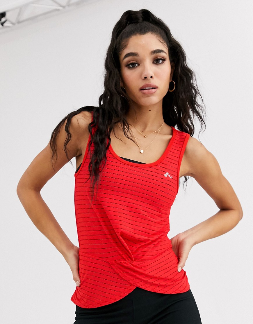 Only Play sleeveless knot front training top-Red