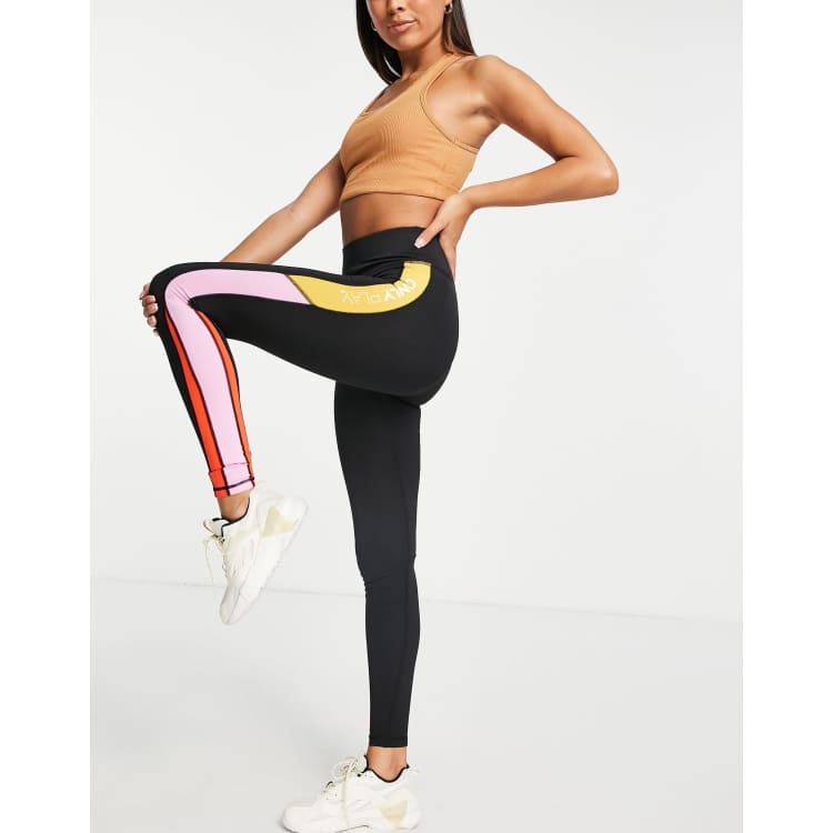 Only Play workout leggings with waistband detail in black