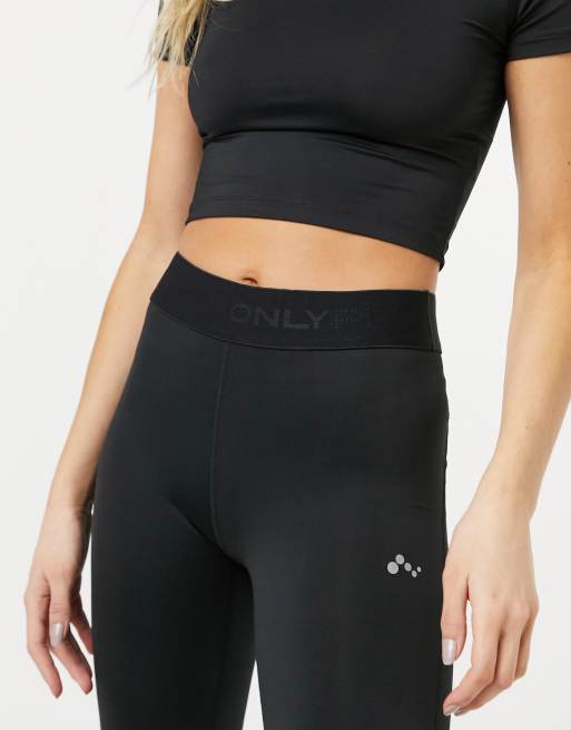 Only Play workout leggings with waistband detail in black