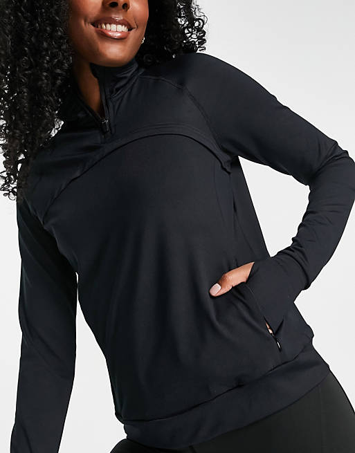 Only Play zip neck training jacket in black