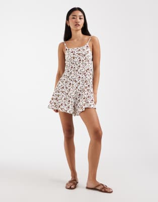 ONLY - Playsuit in Weiß mit Blumenmuster