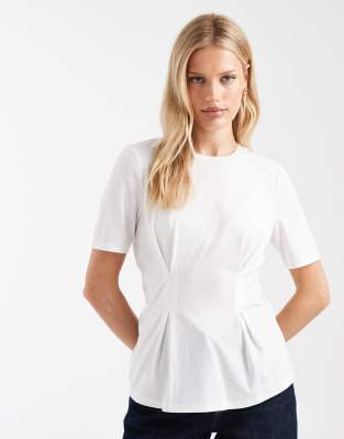 Only Pleat Detailing Cinched T-shirt In White