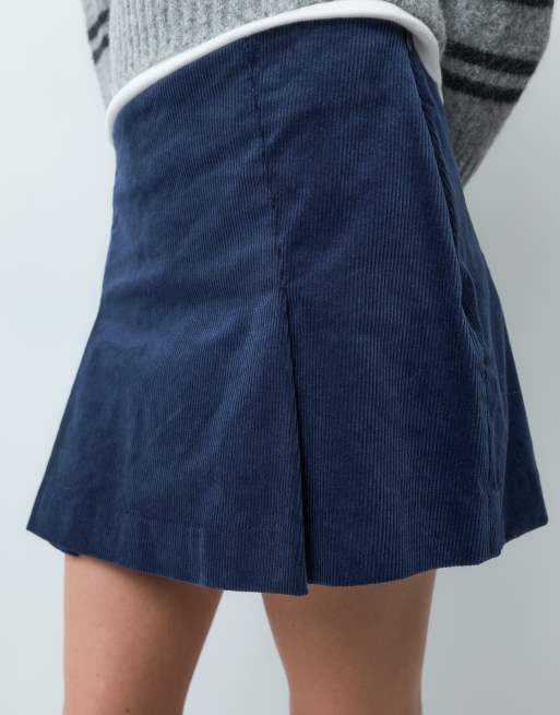 ONLY pleated cord mini skirt in navy, 2 of 5
