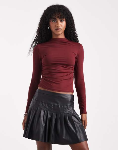 ONLY pleated faux leather mini skirt in black - view 1