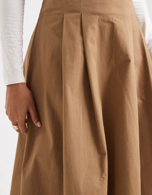 ONLY pleated maxi A-line skirt in camel